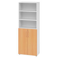 KOMBISCHRANK - 3 plus 3 Ordnerhöhen 42/80/215,6 cm in Weiß/Buchefarben - Buchefarben/Weiß, Holzwerkstoff (80/215.6/42cm) - bümö
