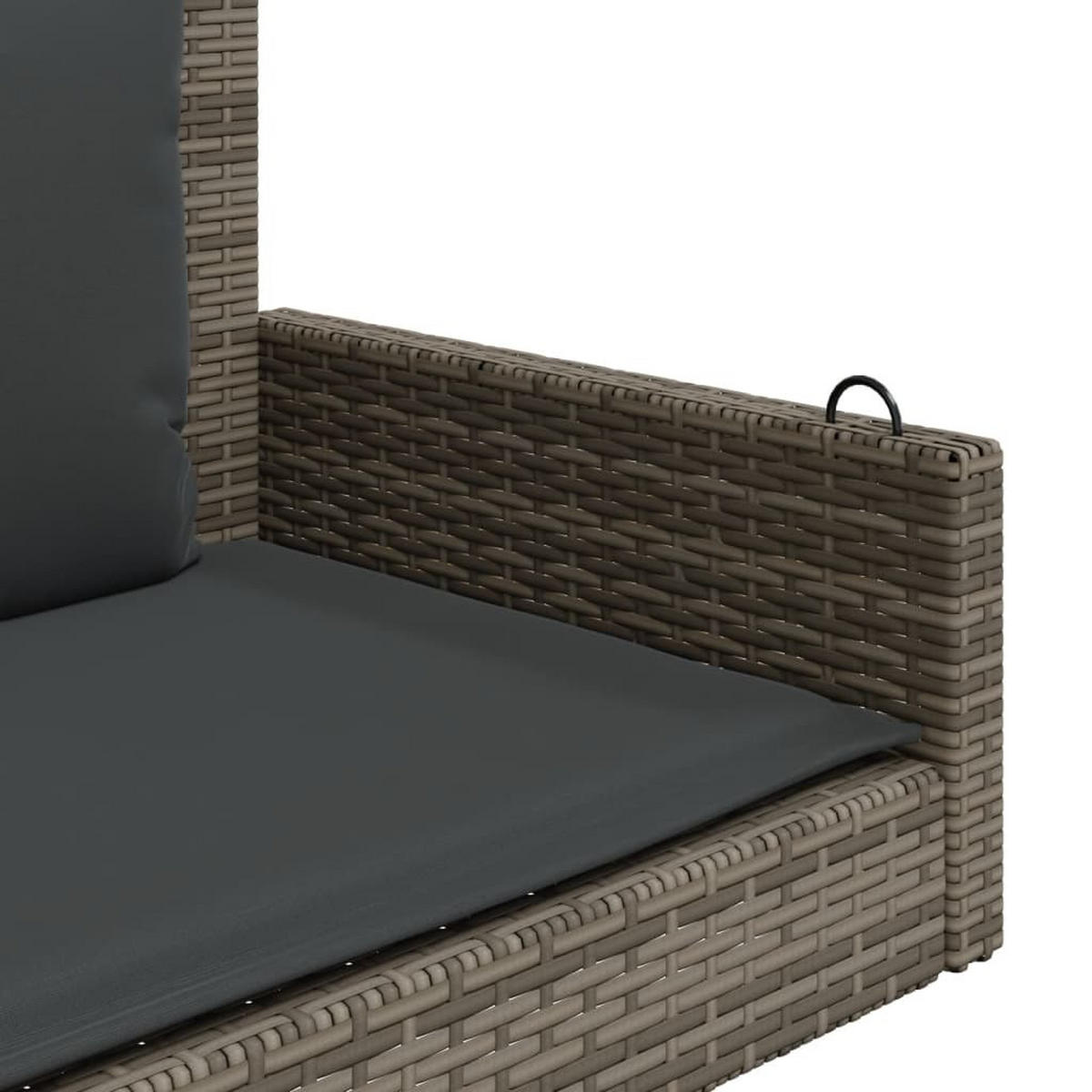 HÄNGEBANK Mit Kissen Grau 119/56/48 Cm Poly Rattan - Grau, Kunststoff (119/48/56cm) - vidaXL