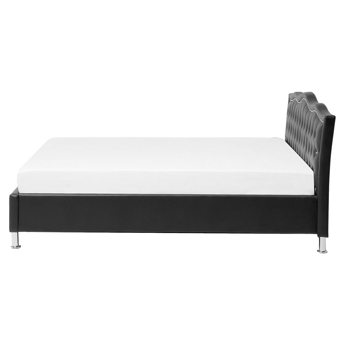 BETT 160/200cm Schwarz Metz - Schwarz, Kunststoff/Textil (160/200cm) - Beliani