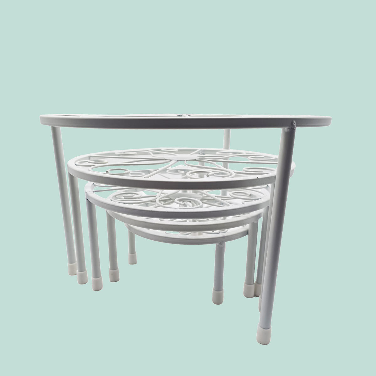 5DÍLNÁ sada stojanů na květiny - bílá, kov (30/20/30cm) - Relaxdays