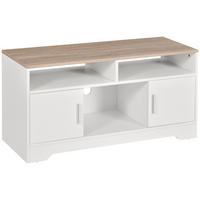 TV-LOWBOARD Weiß/Natur 105/40/52 cm, 2 Türen, Kabeldurchführung - Weiß, Holz (105/52/40cm) - PANGIVO