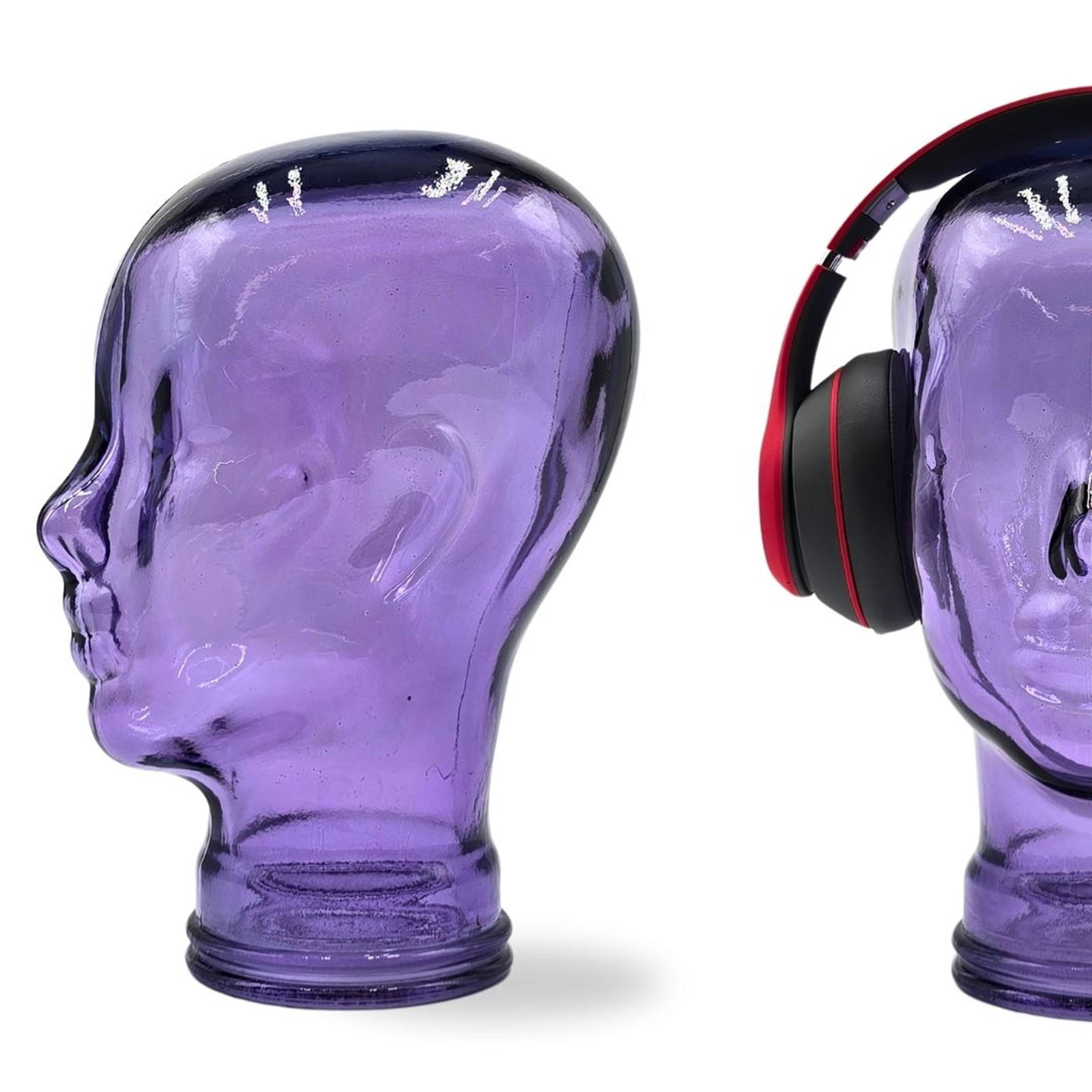 KOPFHÖRERSTÄNDER MICK Glas T05 violett - Violett, Glas (21/29/21cm) - DESIGN DELIGHTS
