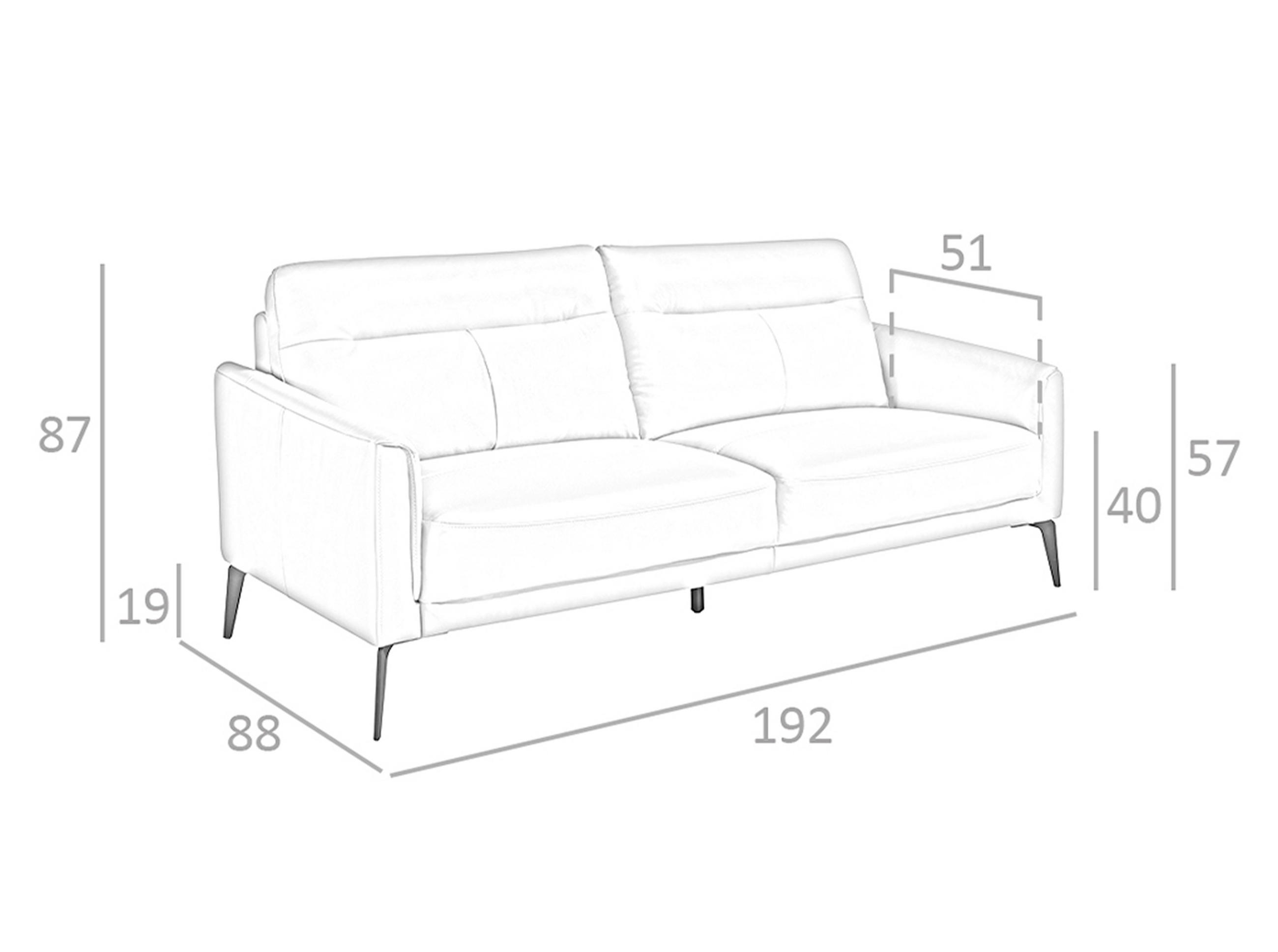 SOFA 3-SITZER Taupe Grau Schwarz 192/88/87 cm - Dunkelgrau/Schwarz, Leder (192/87/88cm) - ANGEL CERDA