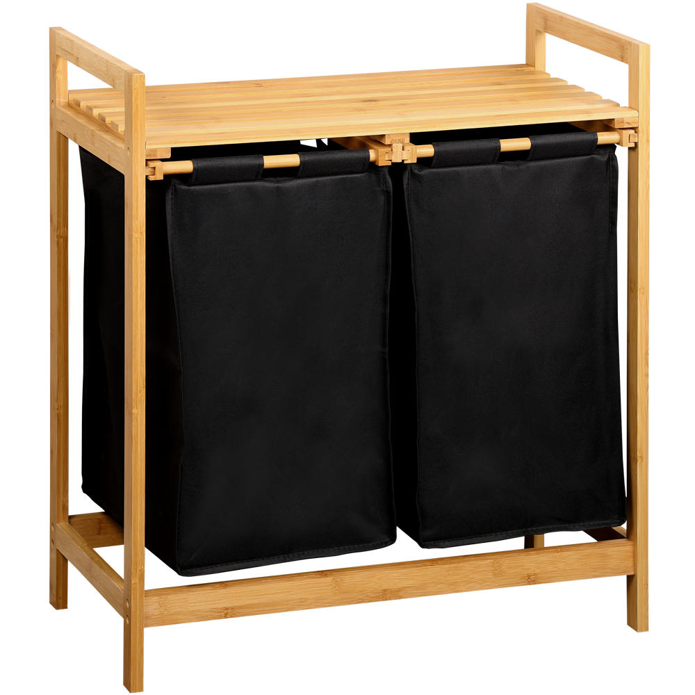 WÄSCHEKORB aus Bambus 64/33/73 cm - Schwarz, Naturmaterialien (33/73/64cm) - Kesper