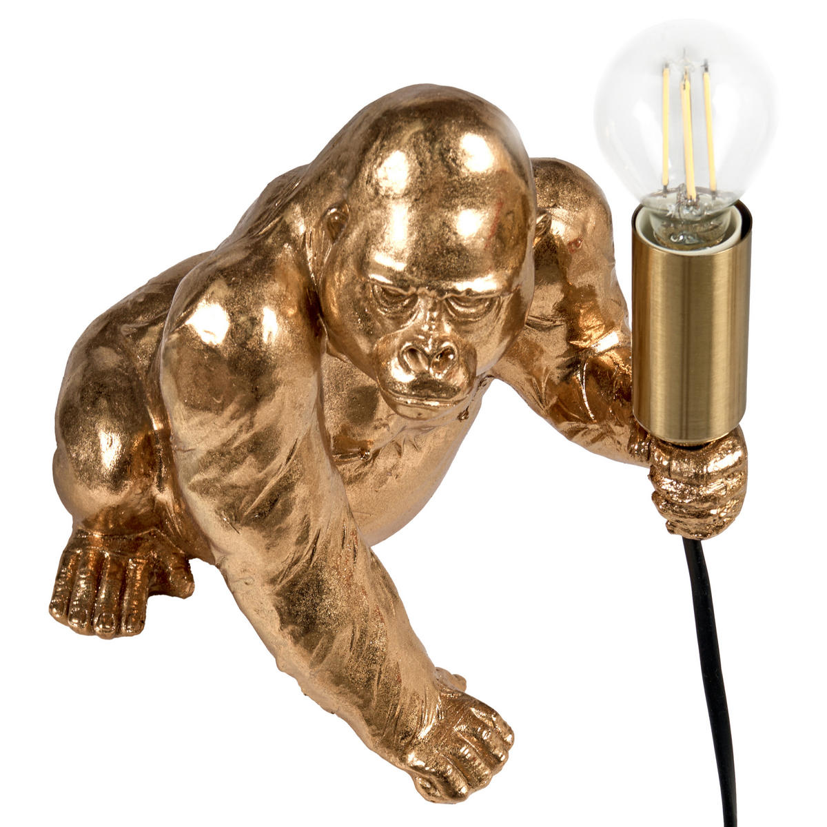 TISCHLAMPE Gorilla Gold Harambe - Messingfarben/Goldfarben, Kunststoff (20/15/21cm) - Beliani