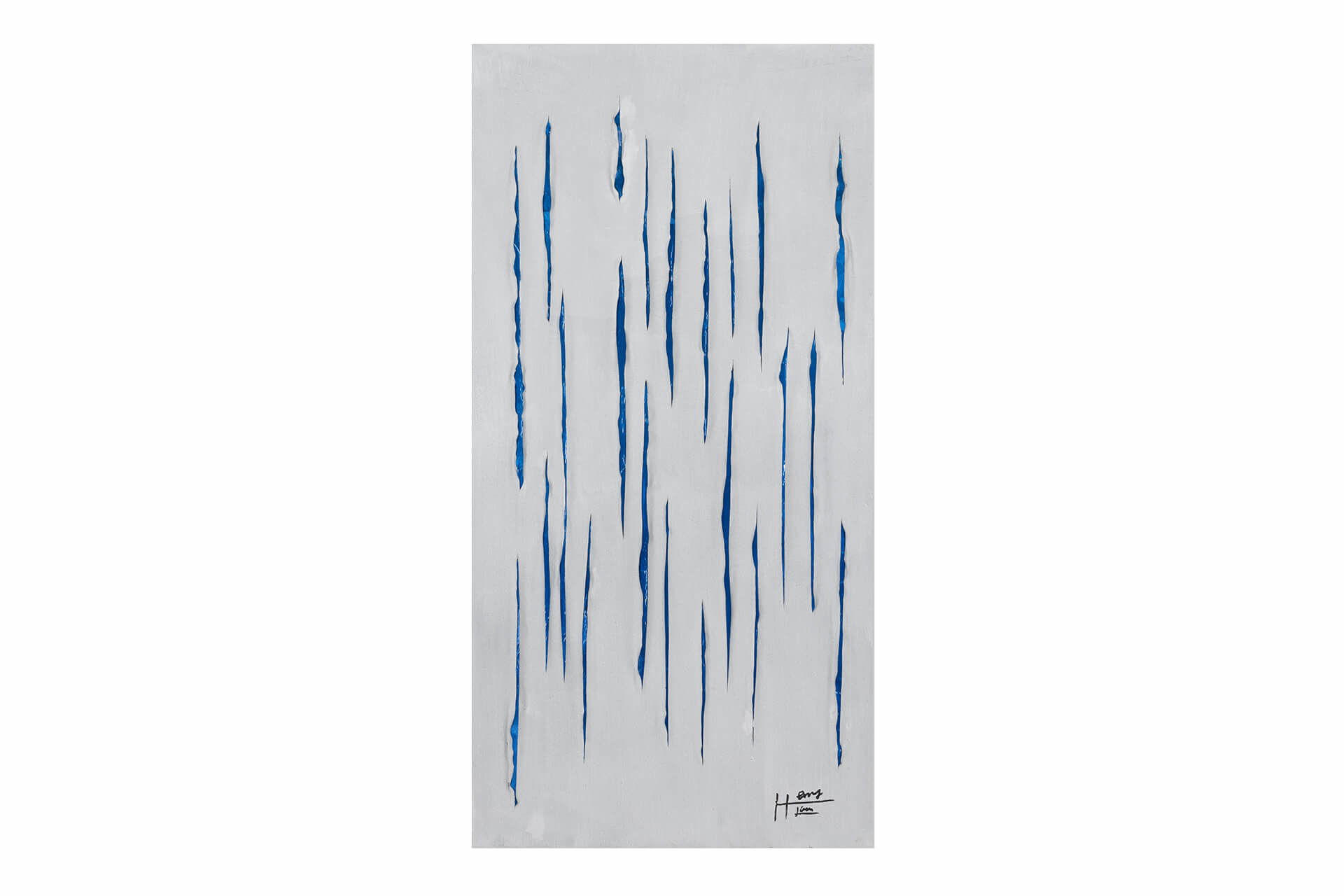 ACRYLBILD HANDGEMALT 60/120 cm - Blau/Weiß, Holz/Textil (1.6/120cm) - KUNSTLOFT