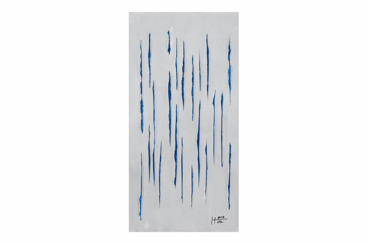 ACRYLBILD HANDGEMALT 60/120 cm - Blau/Weiß, Holz/Textil (1.6/120cm) - KUNSTLOFT