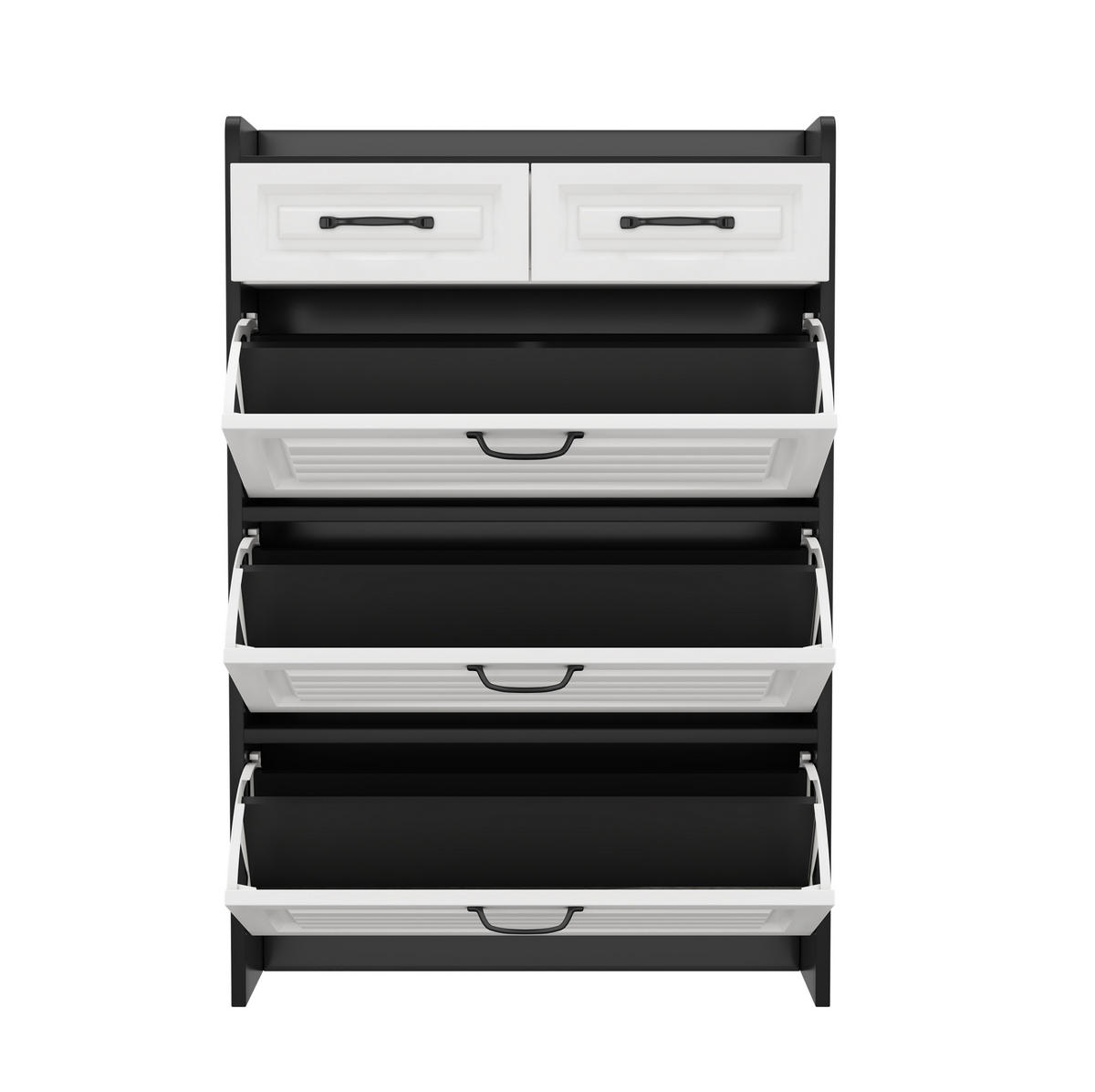SCHUHSCHRANK 80/23,5/131 cm mit 3 Klappen und 2 Schubladen in Weiß - Weiß, Holzwerkstoff (80/131/23.5cm) - BEAOK