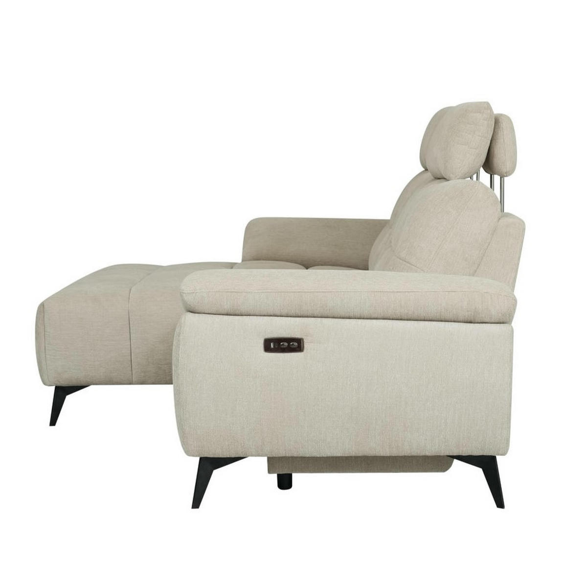 ECKSOFA Webstoff Creme Beige - Beige/Schwarz, Textil/Metall (268/156cm) - Furnhouse