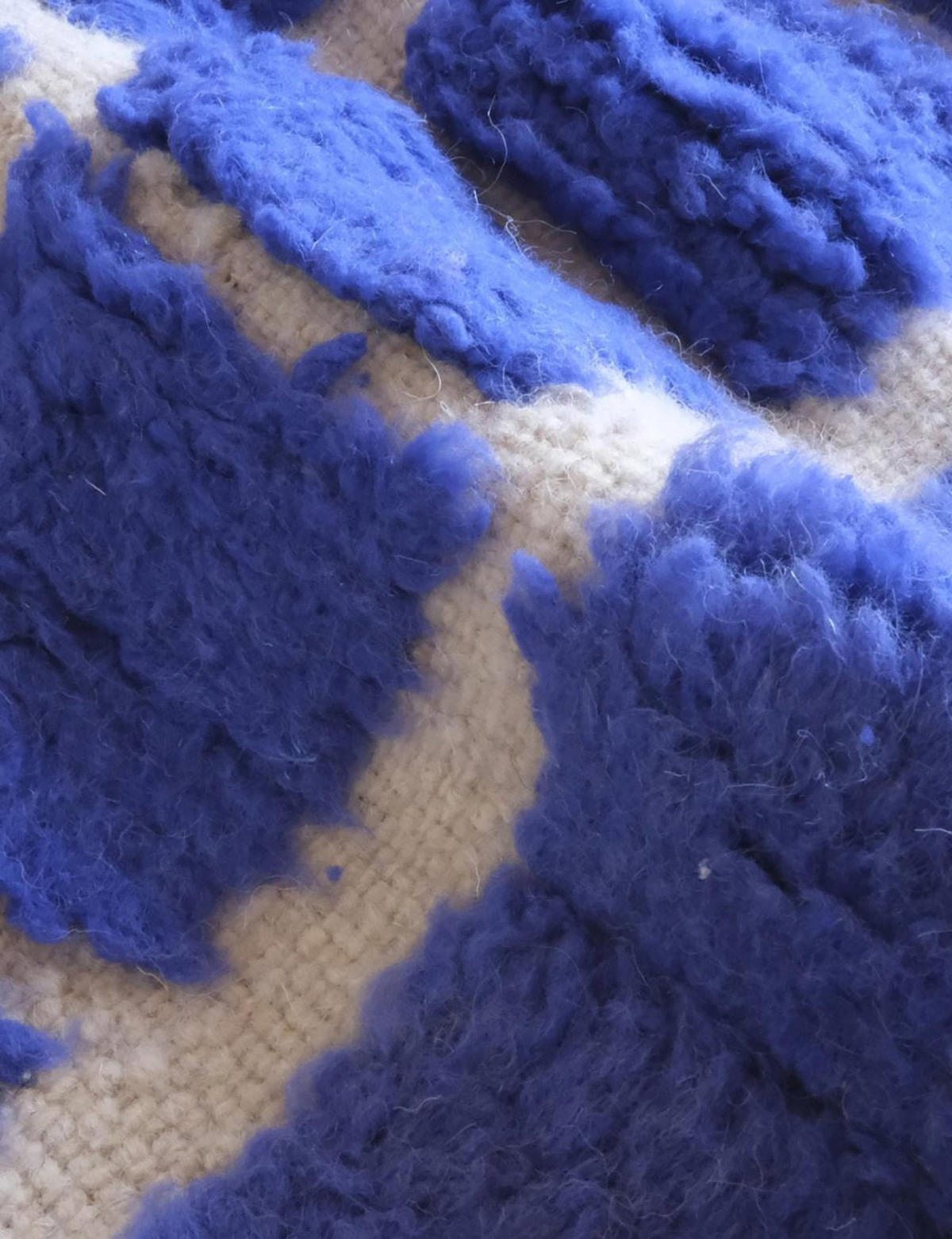 BERBERTEPPICH aus Wolle Schachbrett Design 200x 300 cm - Blau, Naturmaterialien (200/300cm) - AFK Living