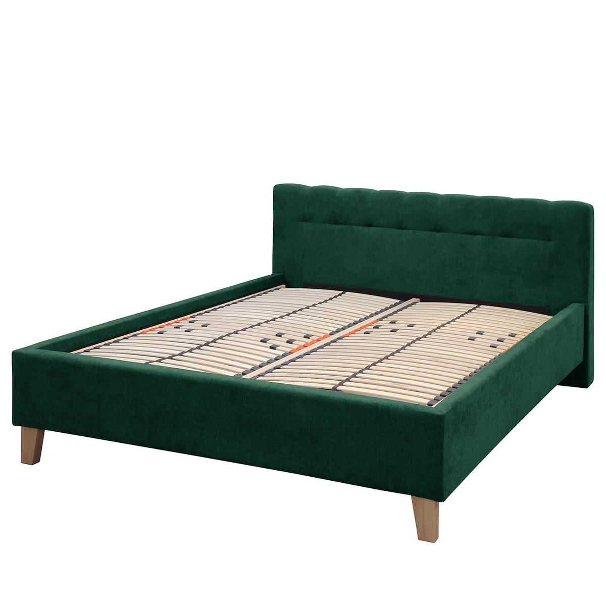 POLSTERBETT - Samt - Dunkelgrün, Holz/Textil (180/200cm) - home24