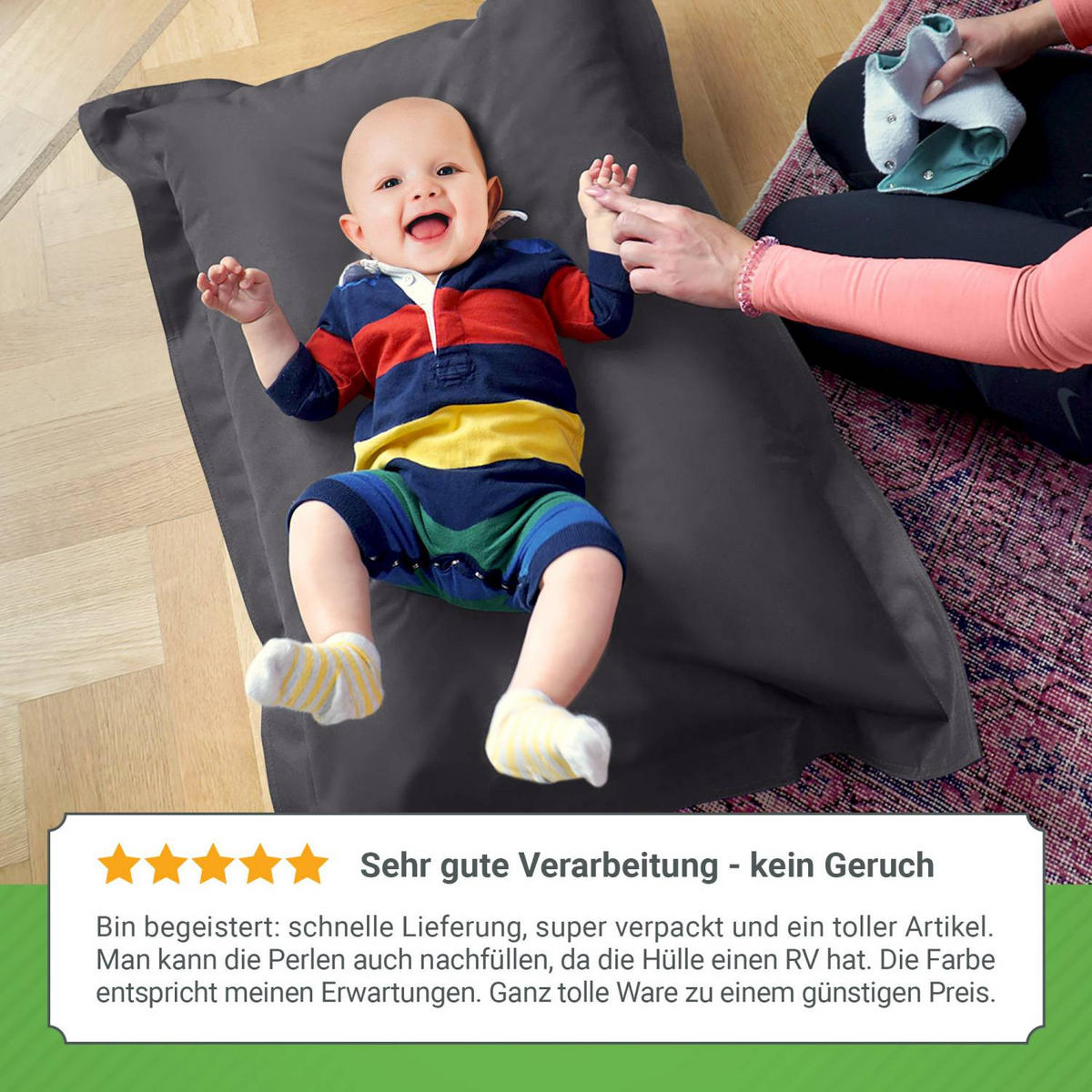 KINDER-SITZSACK 70x100cm - 70 Liter - Dunkelgrau, Textil (70/10/100cm) - Green Bean