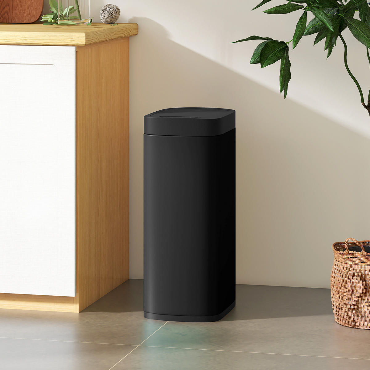 MÜLLEIMER SENSOR AUTOMATISCHER Sensor 50L Infrarot Metall Schwarz 26,5/68/35,5 cm - Schwarz, Metall (26.5/68/35.5cm) - Rolipo