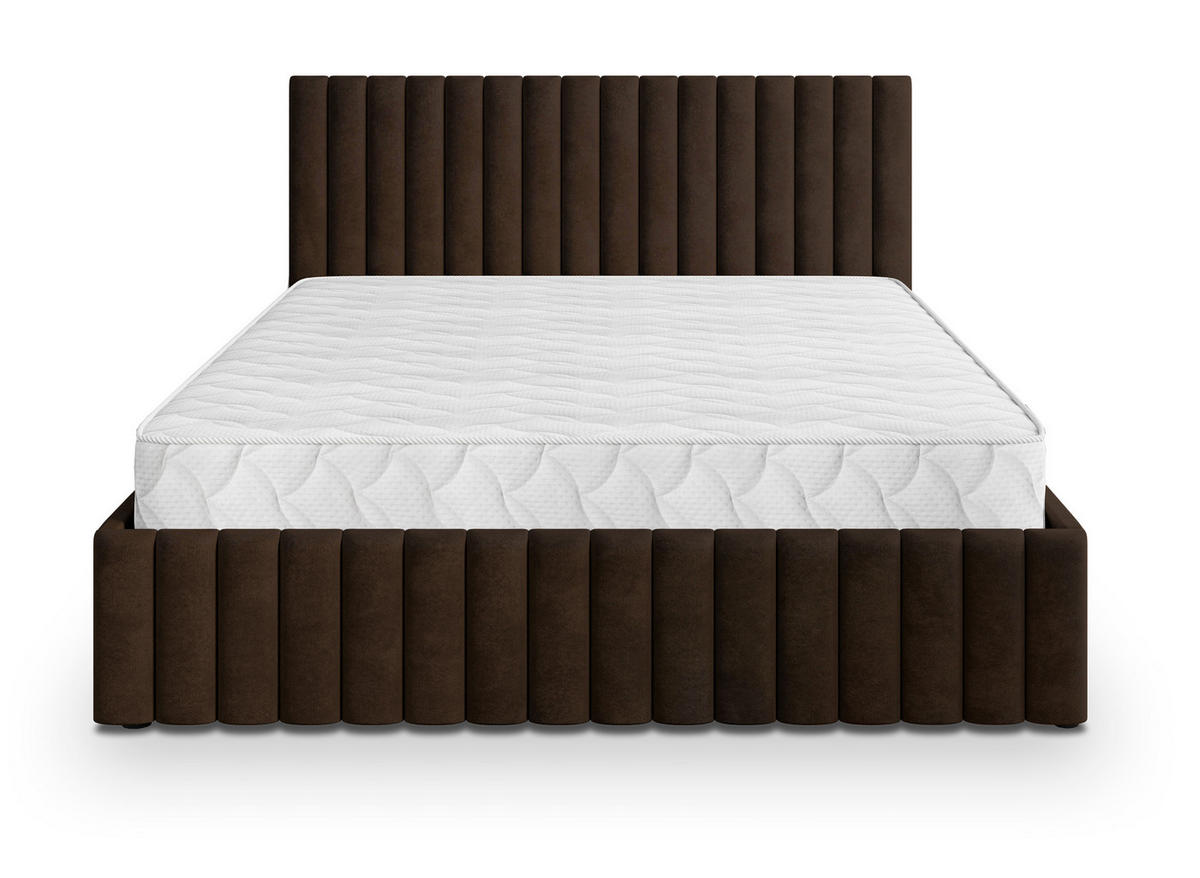 POLSTERBETT CARMIA K 200x200 cm mit Bettkästen - Braun - Braun, Holz/Textil - MASSENO