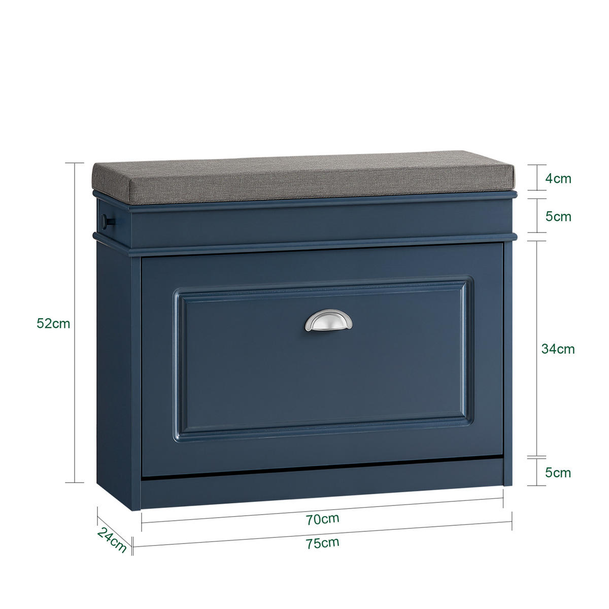 SCHUHBANK 75cm Blau - Blau, Holzwerkstoff (75/52/24cm) - SoBuy