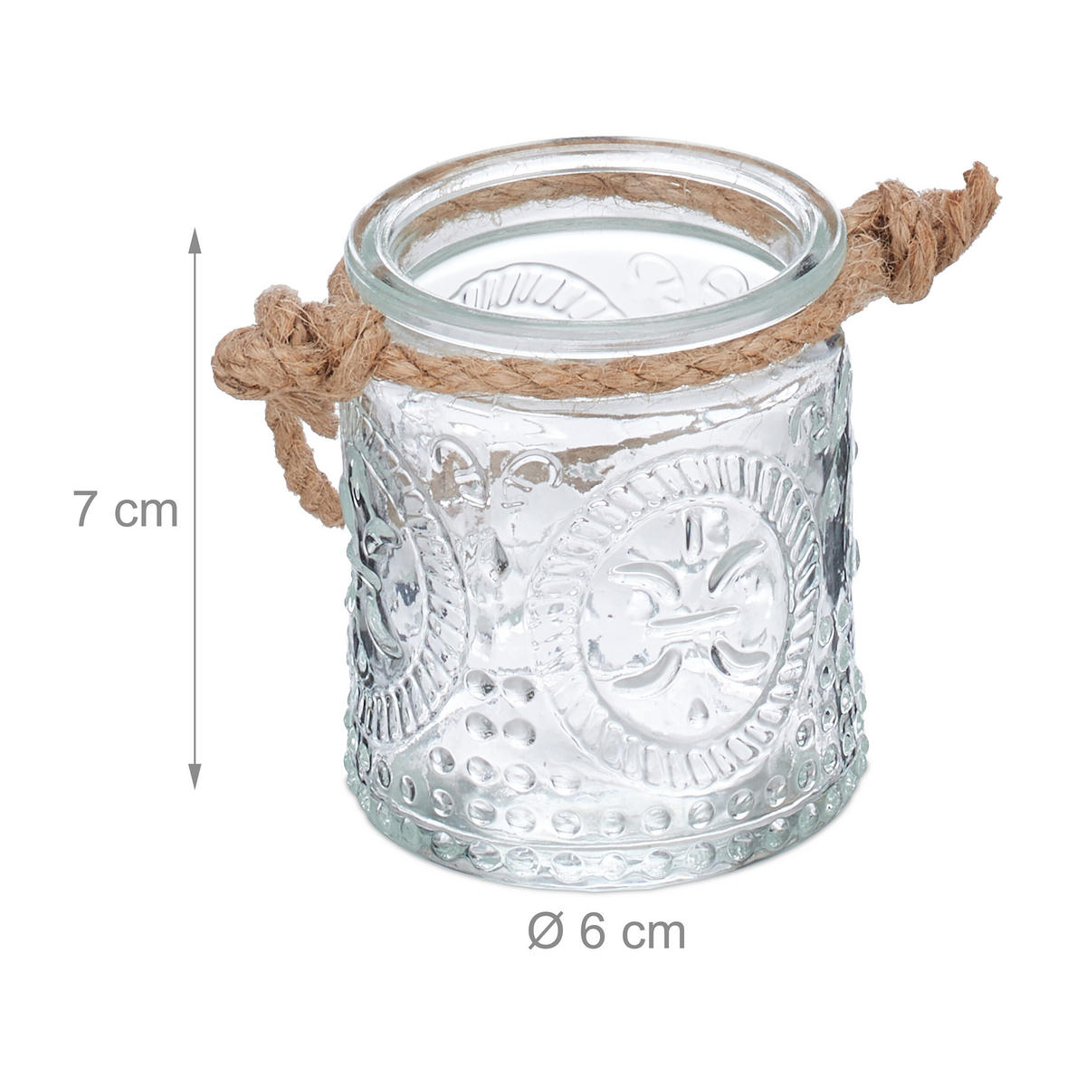 12XWINDLICHT - Transparent, Glas/Textil (6/7/6cm) - Relaxdays