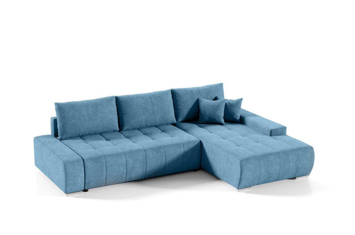 ECKSOFA Vogar In Aston - Hellblau, Holzwerkstoff/Textil (265/185cm) - Fun Möbel