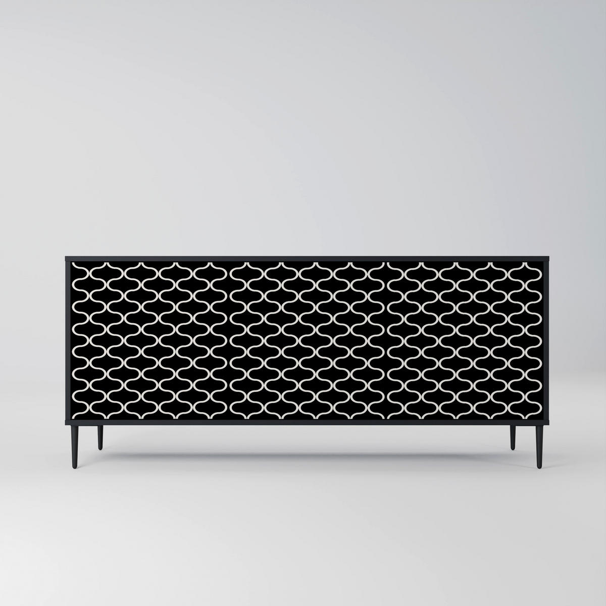 SIDEBOARD TESSELATED BLACKNESS, Eicheneffekt, 164,5x42x77,5 cm, 3 Türen - Eichefarben/Buchefarben, Holzwerkstoff/Buchenholz (164.5/77.5/42cm) - SpaceRebels