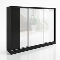 SCHWEBETÜRENSCHRANK 200 CM VIDA Farbe: Schwarz, Schwarz, Weiß - Schwarz/Weiß, Holzwerkstoff (200/215/60cm) - A&J MöbelLand