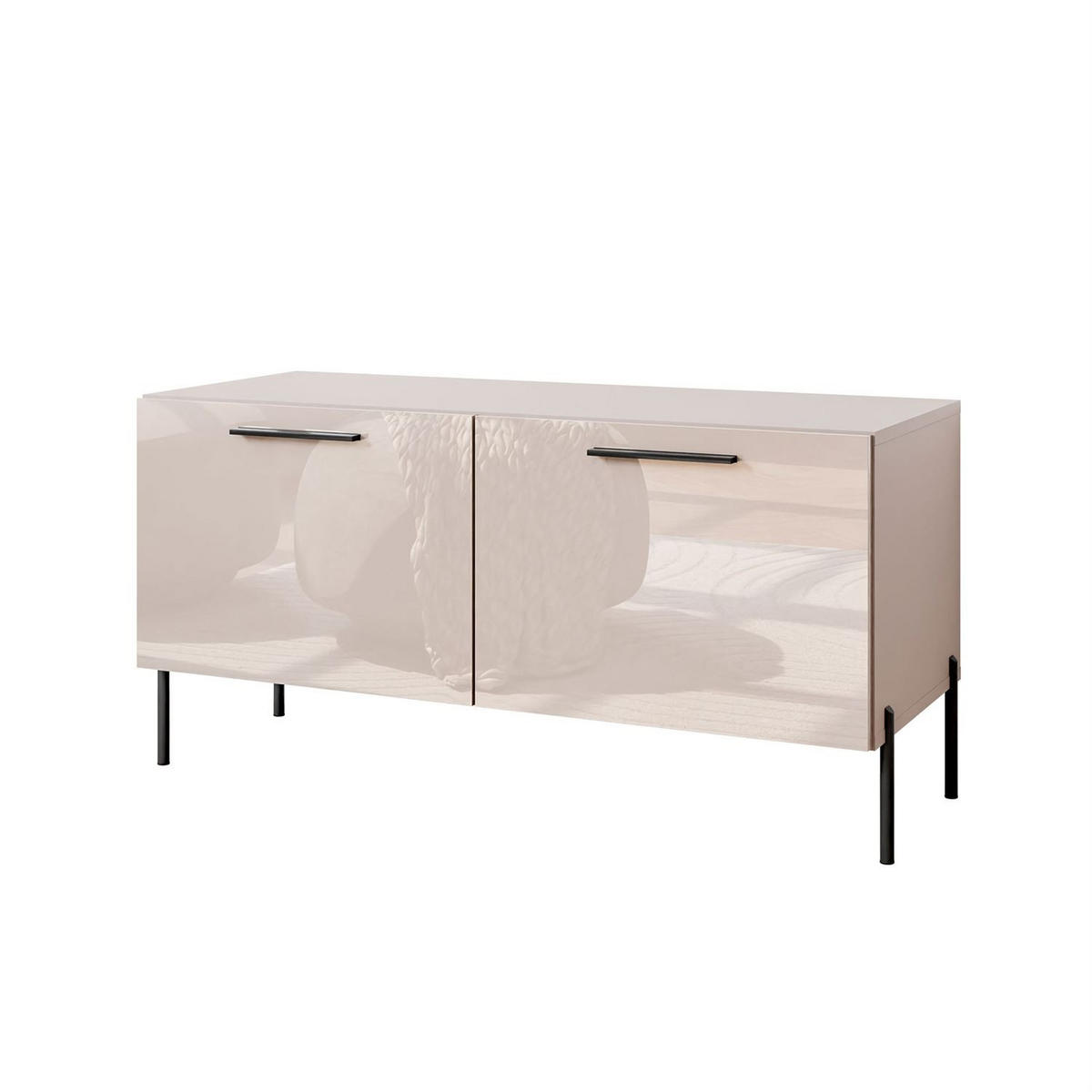 TV-ELEMENT AURA 100 KASCHMIR Hochglanz auf geraden schwarzen Beinen + LED - Kaschmir, Holzwerkstoff (100/50/40cm) - Lookway