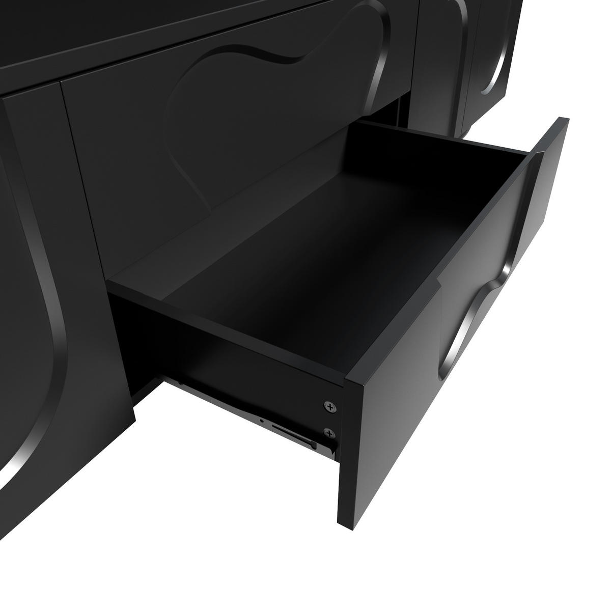 TV-SCHRANK 180/40/42 cm schwarz PB mit Naturholzbeinen und vielseitigem Stauraum - Schwarz, Holzwerkstoff (180/42/40cm) - OKWISH