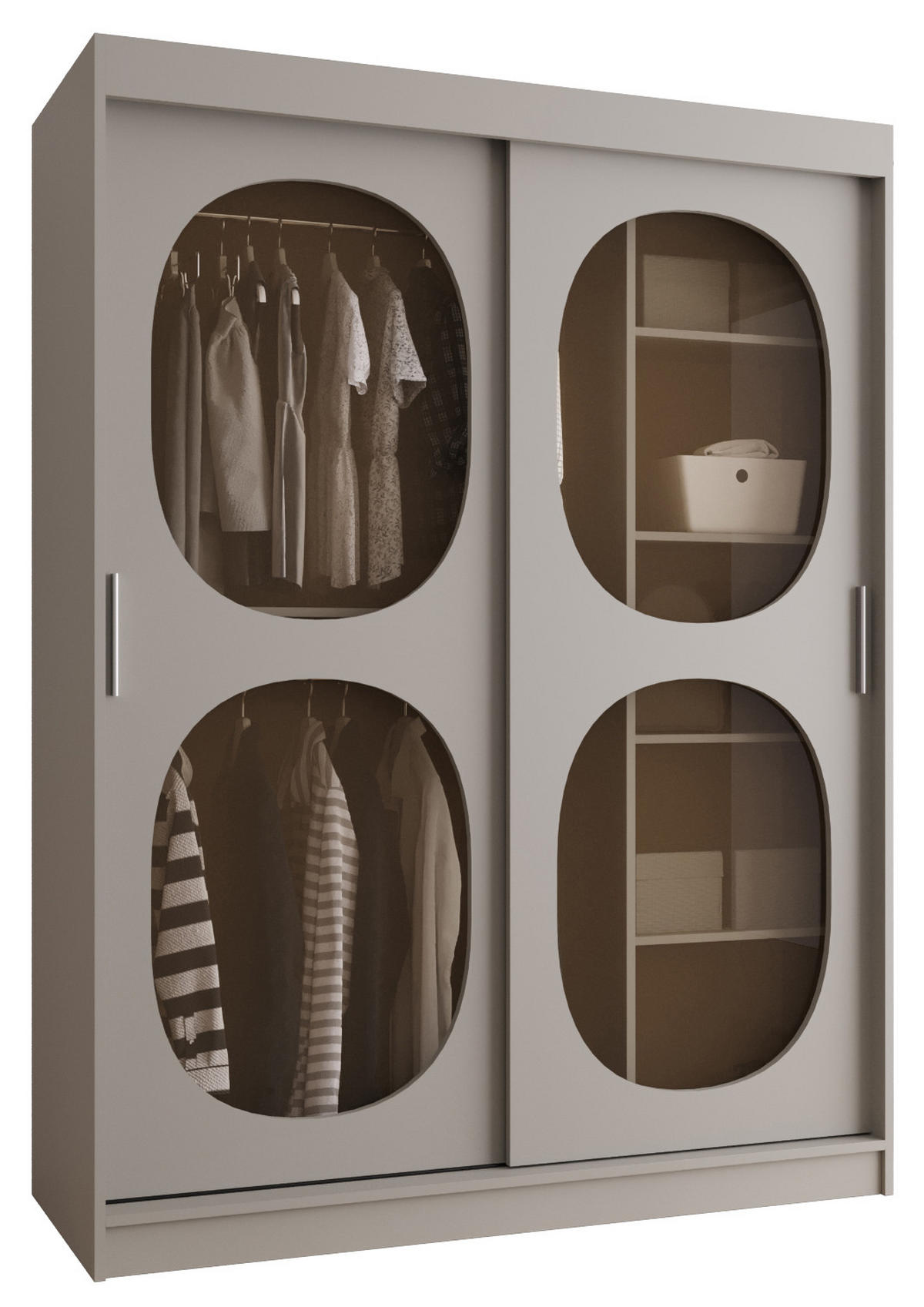 SCHWEBETÜRENSCHRANK 200/150/62 2-türig - Kaschmir, Holz (150/200/62cm) - Abiks Möbel