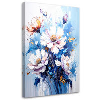 WANDBILD, Farbenfrohe Blumen in einer zarten Aquarellkomposition - Blau, Textil (60/90cm) - Feeby