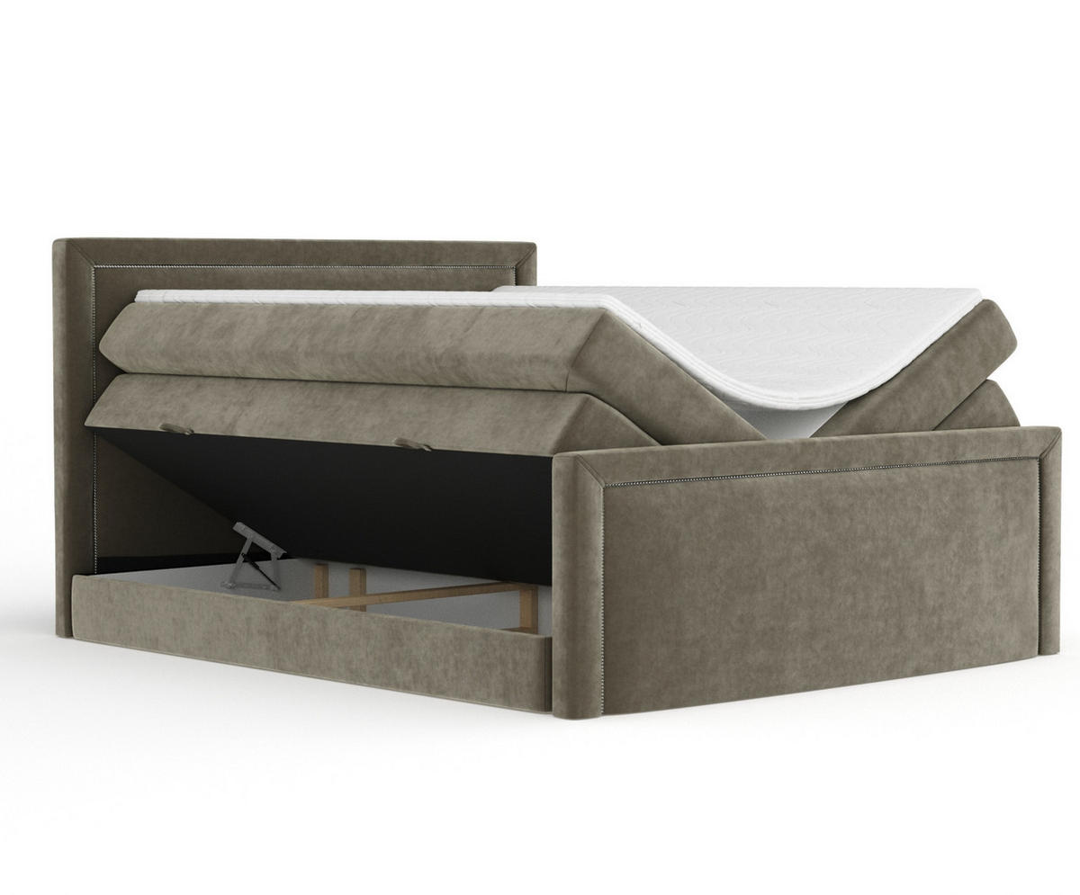 BOXSPRINGBETT Lavenda Taupe 160/200 cm - Taupe/Schwarz, Holz/Holzwerkstoff (160/200cm) - Maison de Reve