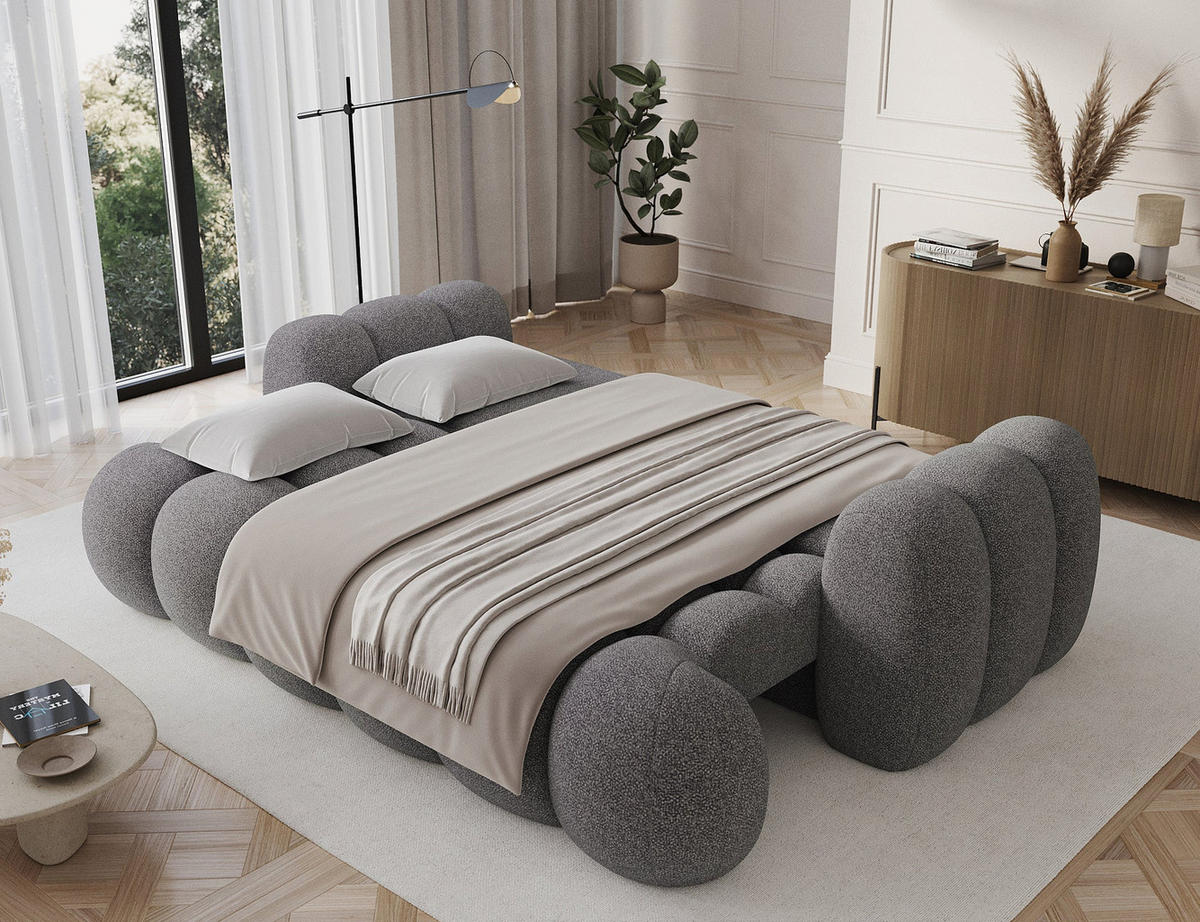 SCHLAFSOFA COTONN 256 cm – Modernes 3-Sitzer Sofa mit Schlaffunktion, Bettkasten und Dekokissen - Grau, Kunststoff (256/119/105cm) - Wohnideebilder