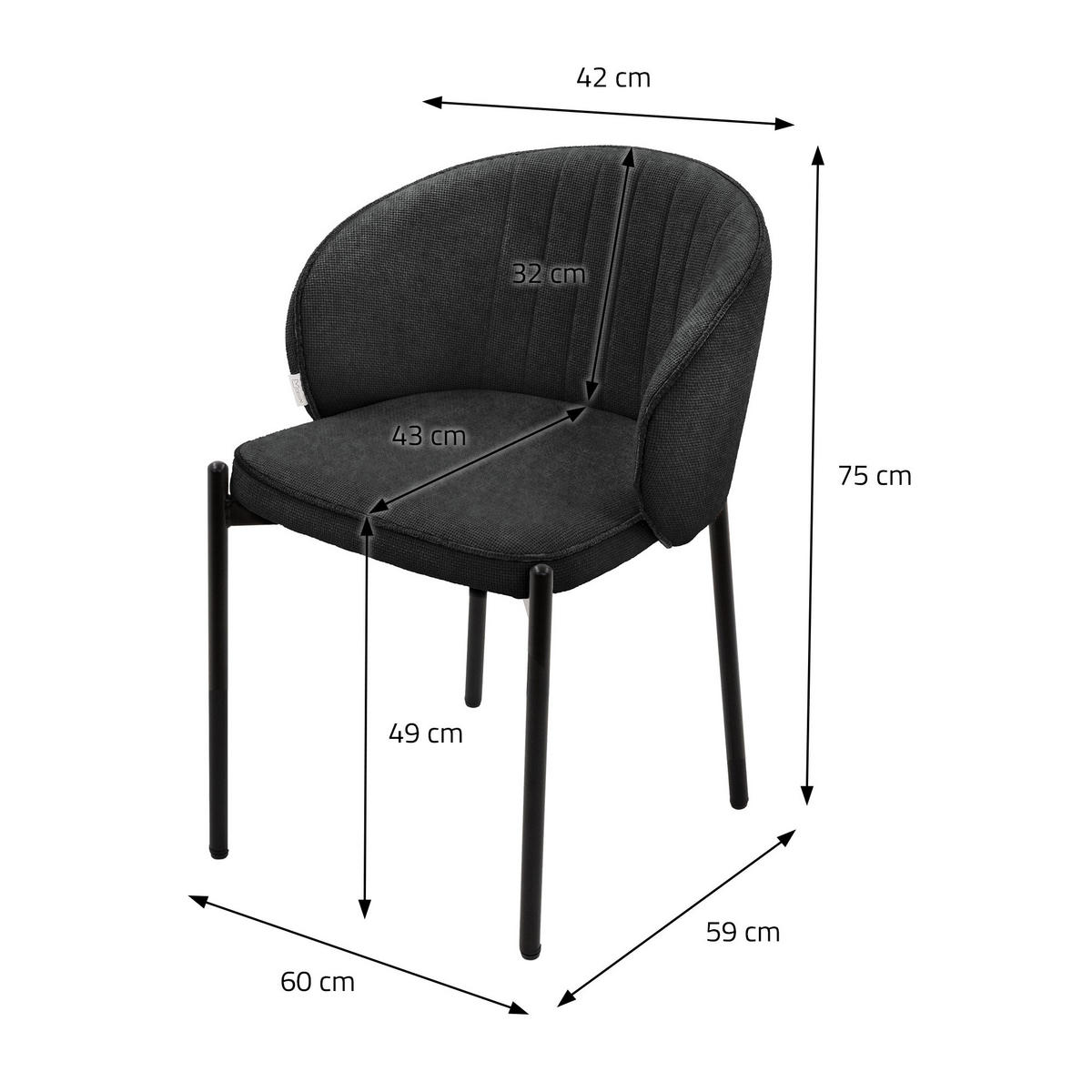 ESSZIMMERSTÜHLE 6er Set Anthrazit - Anthrazit/Schwarz, Textil/Metall (60/75/59cm) - ML-DESIGN