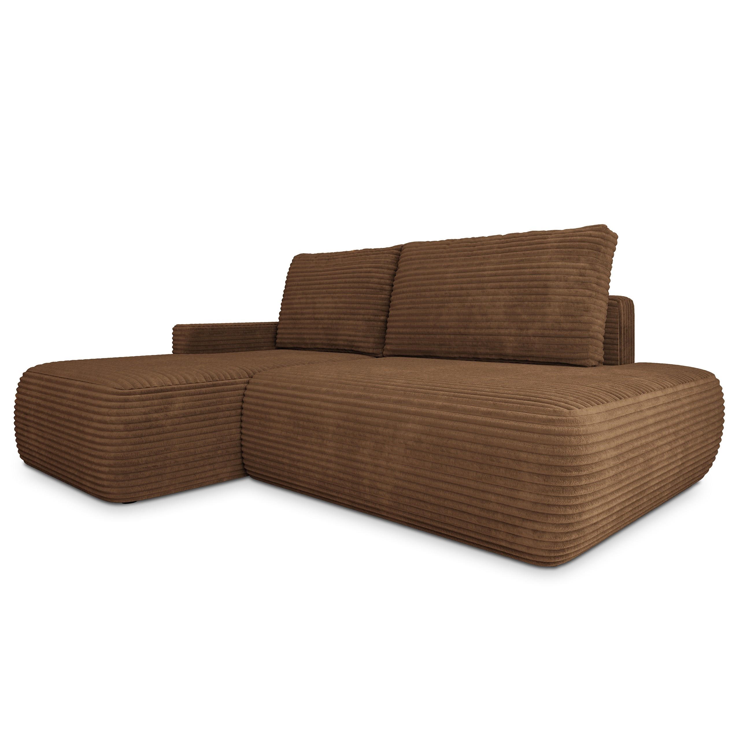 ECKSOFA AVINI T L-S Orange Kordstoff mit Schlaffunktion - Orange, Holzwerkstoff/Textil (277/160cm) - MASSENO