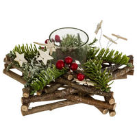 WEIHNACHTSKRANZ mit Teelichthalter 20/8/20 cm - Multicolor, Holz (8/20/20cm) - Atmosphera Createur d´interieur