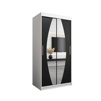 SCHWEBETÜRENSCHRANK 200/100/62 2-türig - Silberfarben/Schwarz, Holz/Kunststoff (100/200/62cm) - Abiks Möbel