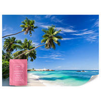 FOTOTAPETE Strand Ozean Palmen Landschaft 3D 450x315 - Türkis/Blau, Papier (450/315cm) - Muralo