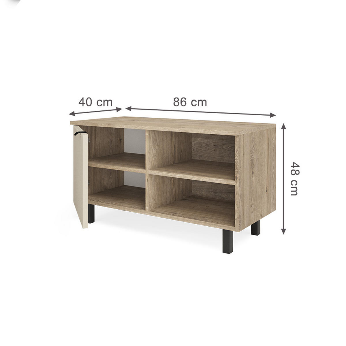 SCHUHSCHRANK Puerto, Eiche/Cashmere, 86 x 48 cm - Kaschmir/Eichefarben, Holzwerkstoff (86/48/40cm) - Vicco