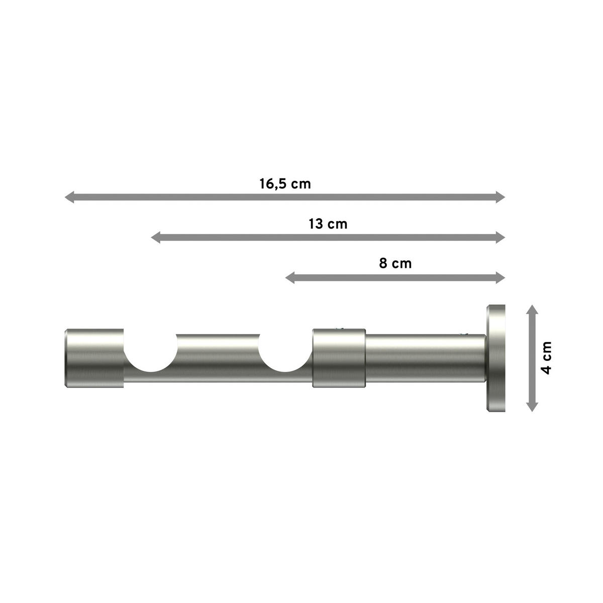 TRÄGER FÜR GARDINENSTANGEN 20 mm Ø, Prestige 2-läufig, Edelstahl-Optik - Edelstahlfarben, Metall (16.2/4/4cm) - INTERDECO