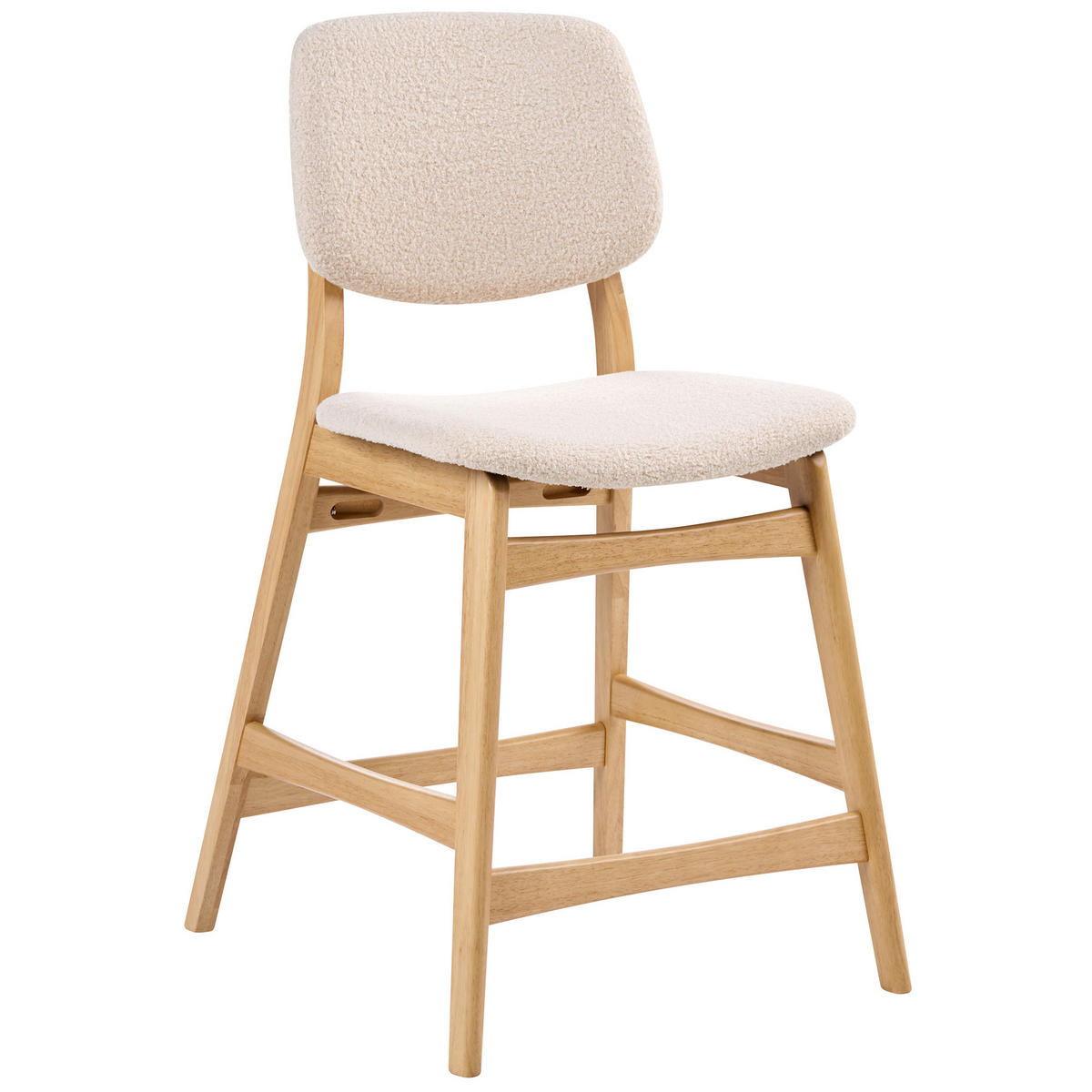 SCAUN DE BAR set de 2 bouclé maro deschis/bej Elaine - bej, material textil (53/98/62cm) - Beliani