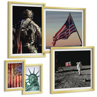BILDER SET 5er Set - 50x50 cm & 20x30 cm & 40x60 cm Goldrahmen - Ruhige Landschaften am Strand der Sonne - Goldfarben, Kunststoff (40/60cm) - TULUP