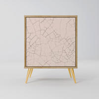 SIDEBOARD CERAMIC TEXTURE, Eichefarben, 57,5x42x75,5 cm, Goldfarbene Metallfüße - Eichefarben/Goldfarben, Holzwerkstoff/Metall (57.5/75.5/42cm) - SpaceRebels