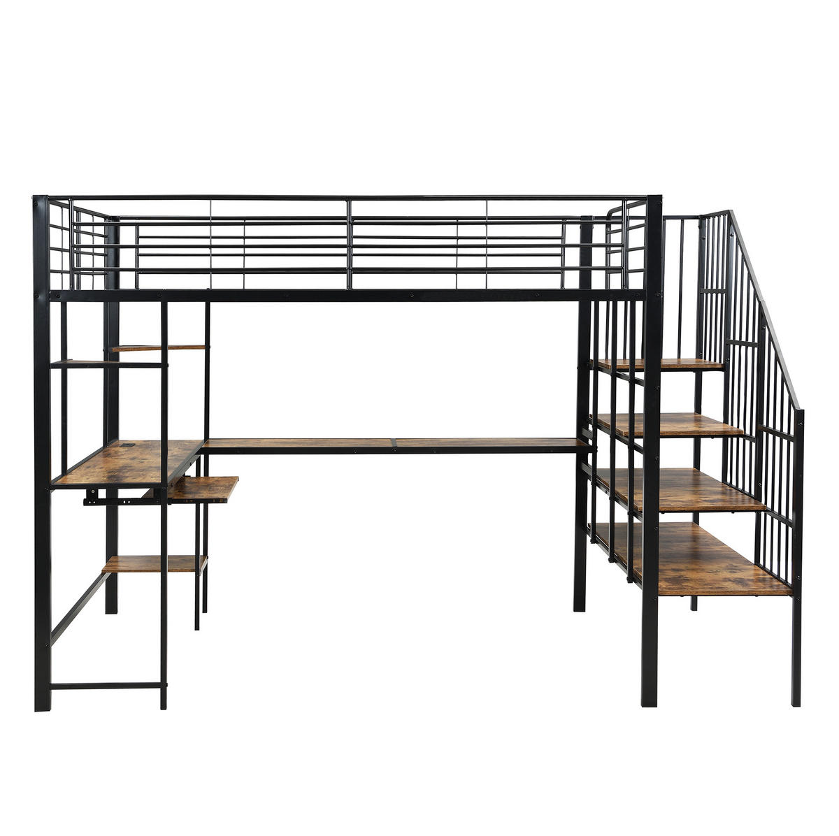 HOCHBETT 120/200 cm Schwarz mit Ladeanschluss und Lattenrost - Schwarz, Metall (120/200cm) - MIVRAY