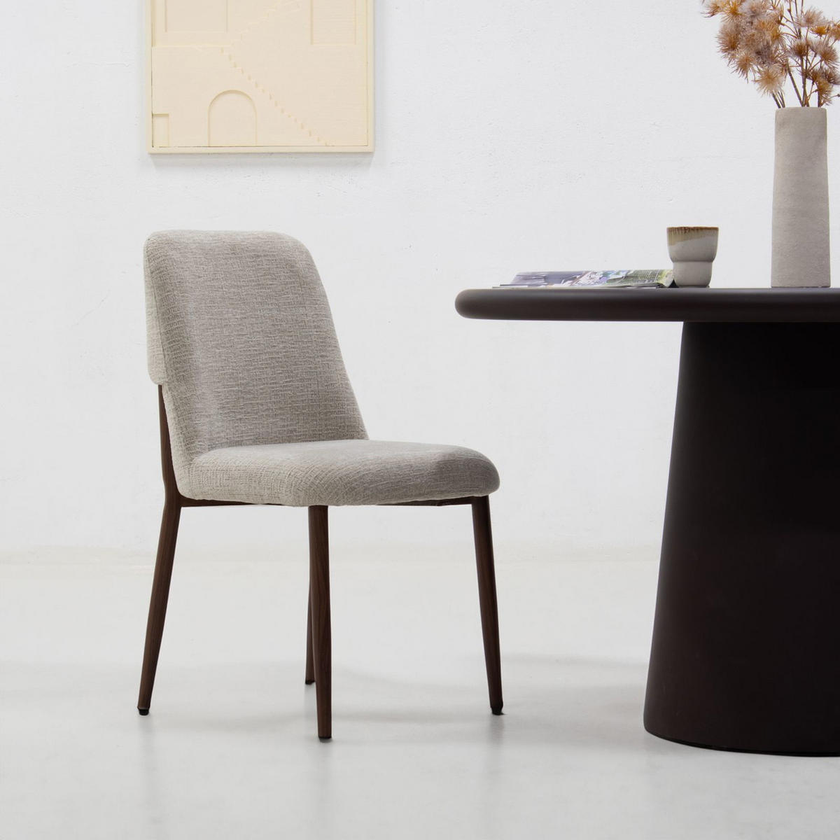 ESSZIMMERSTUHL 2er Set aus Stoff, beige - Beige, Textil (49/86/61cm) - Giga Meubel