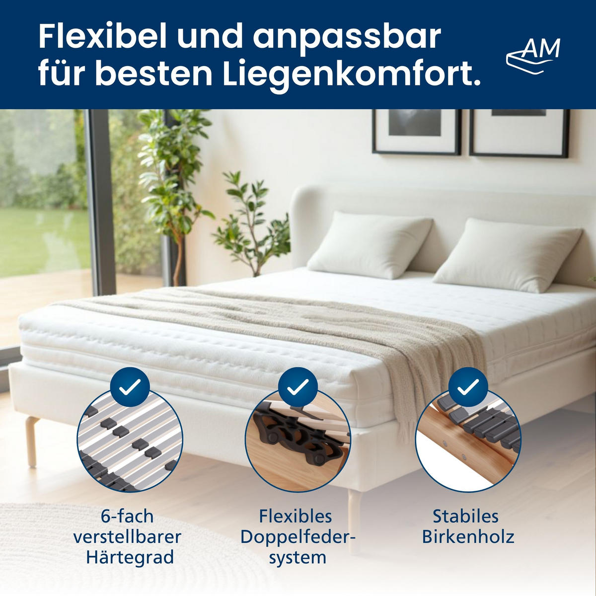 LATTENROST VERSTELLBAR 110/210 cm - Braun, Holz (110/210cm) - AM Qualitätsmatratzen