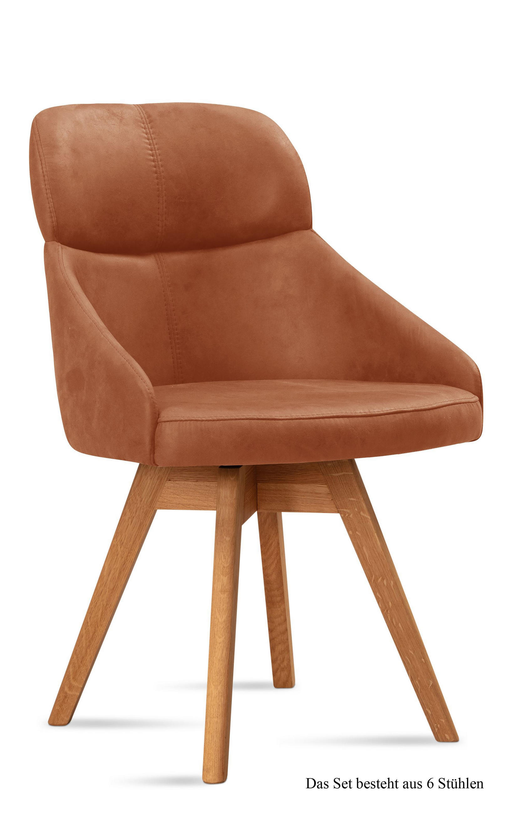 ESSZIMMERSTUHL drehbar (6er-Set) Drala 52x82x63 Eiche geölt/Cognac - Cognac/Eichefarben, Kunststoff (63/82/52cm) - 58aufmkessel