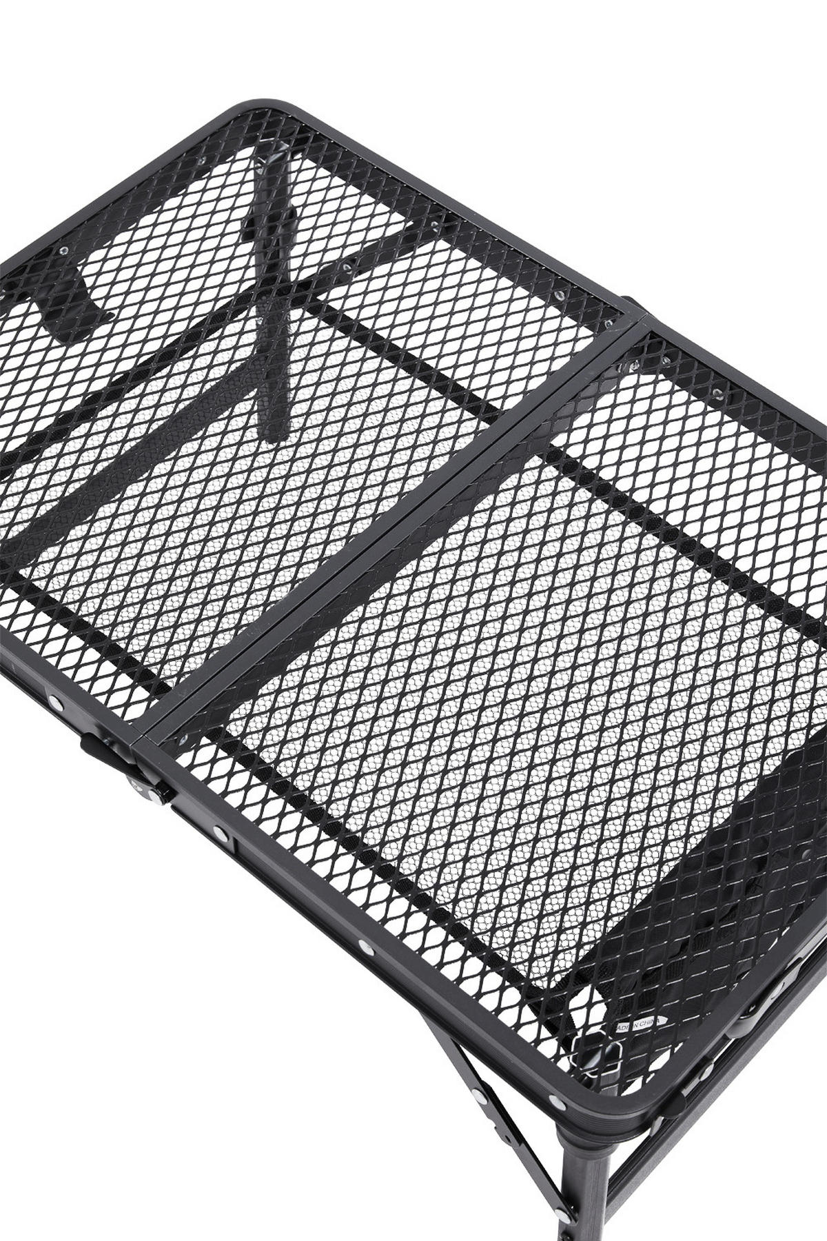 CAMPINGTISCH aus Aluminiumlegierung Eisen in Schwarz klappbarer Rechteckig Gitter-Tischplatte Felsenfeste Stabilität 60 cm B x 40 cm T x 27/56 cm - Schwarz, Metall (40/60/27cm) - Livingandhome