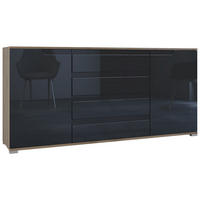 SIDEBOARD Sylt Schwarz Hochglanz - Schwarz Hochglanz, Holzwerkstoff (166.5/75.5/35cm) - Vladon