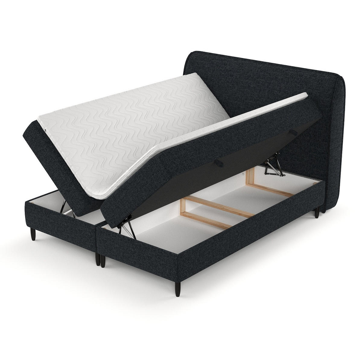 BOXBETT Lunaro 200/200 cm Anthrazit im Modesto Stoff - Anthrazit/Schwarz, Holz/Holzwerkstoff (200/200cm) - AltaBeds