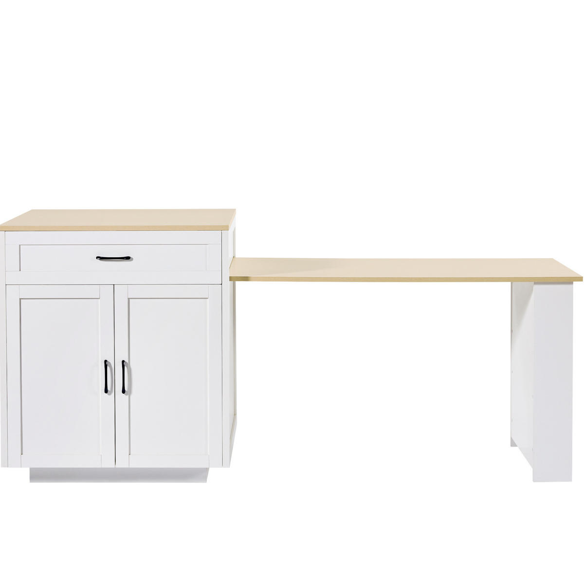 STEHTISCH ausziehbar mit Stauraum 133-202 x 70 x 93,5 cm Weiß - Weiß, Holz (70/93.5/133cm) - Beauniv