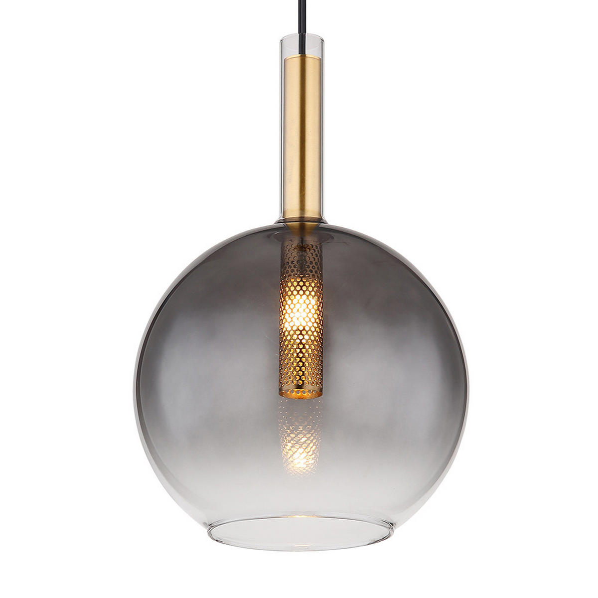 HÄNGELEUCHTE, Rauchglas, Schwarz, höhenverstellbar - Schwarz, Glas (18/18/120cm) - Globo Lighting