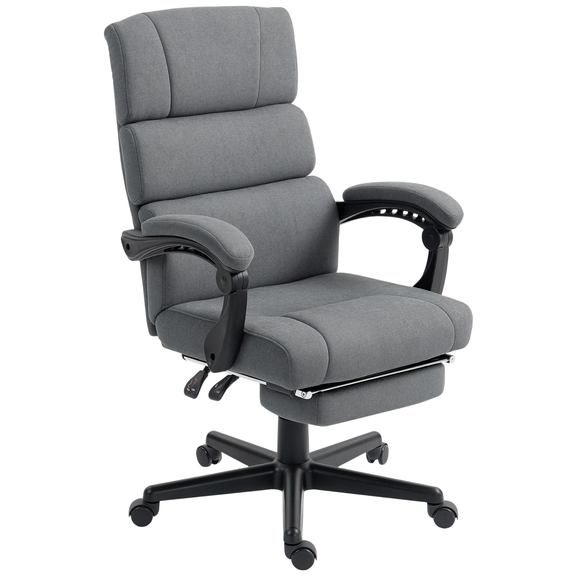 HOMCOM KANCELÁŘSKÁ ŽIDLE, ergonomická kancelářská židle s opěrkou nohou v sametovém vzhledu, tmavě šedá