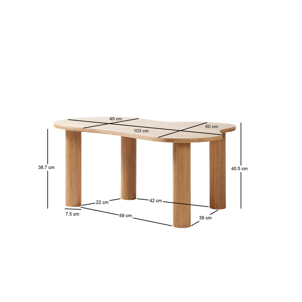 COUCHTISCH Rund Braun 103 x 60 x 40.5 cm - Braun, Holz (60/103/40.5cm) - Nordlys